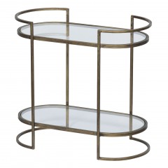 ARTD ANTIQUE BRASS GLASS SIDETABLE 55     - CAFE, SIDE TABLES